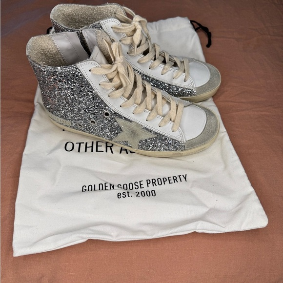 Golden Goose Shoes - Golden Goose Women's Silver Glitter Sneakers